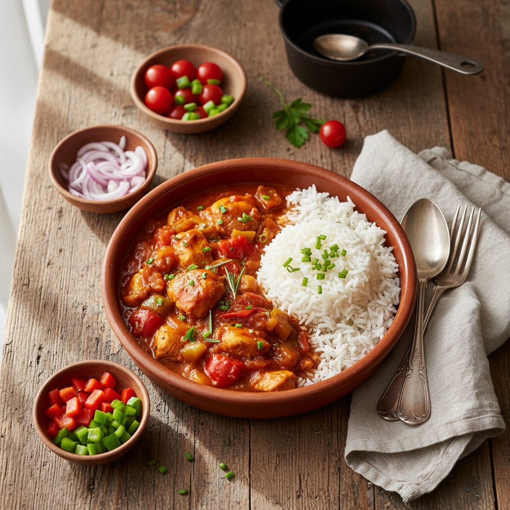 Pollo a la Chilindrón med ris