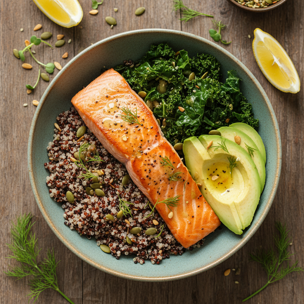 Superfood Bowl med Lax, Quinoa och Grönkål