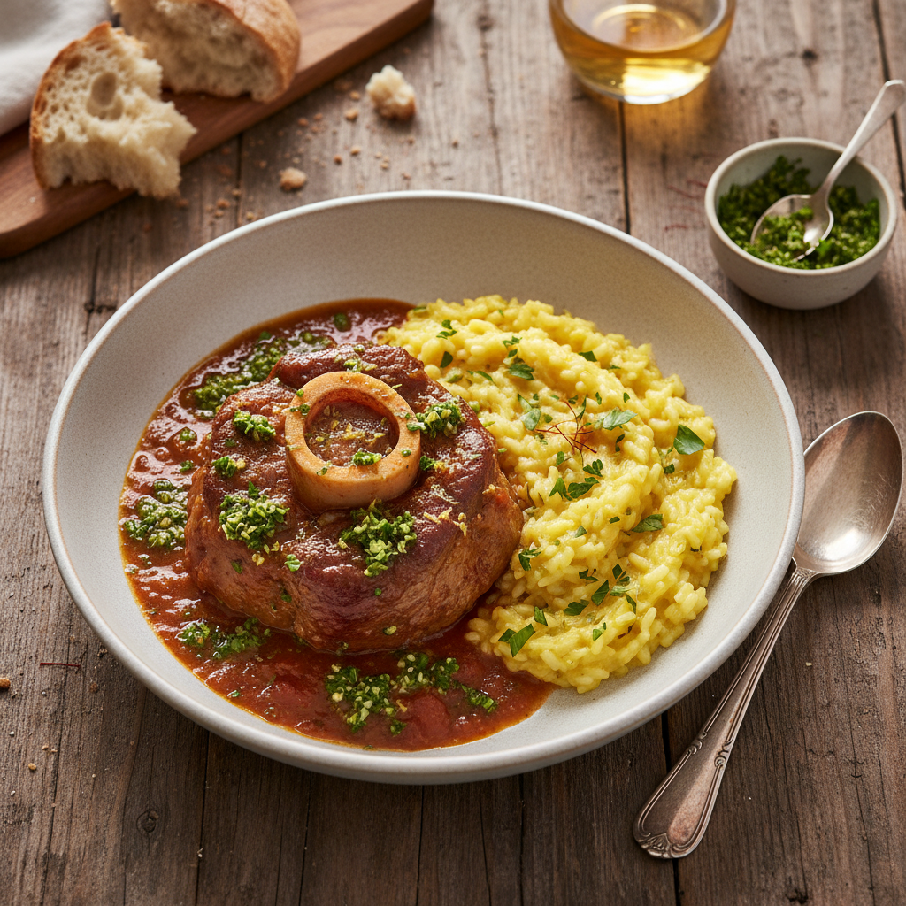 Osso Buco alla Milanese med Gremolata och Saffransrisotto