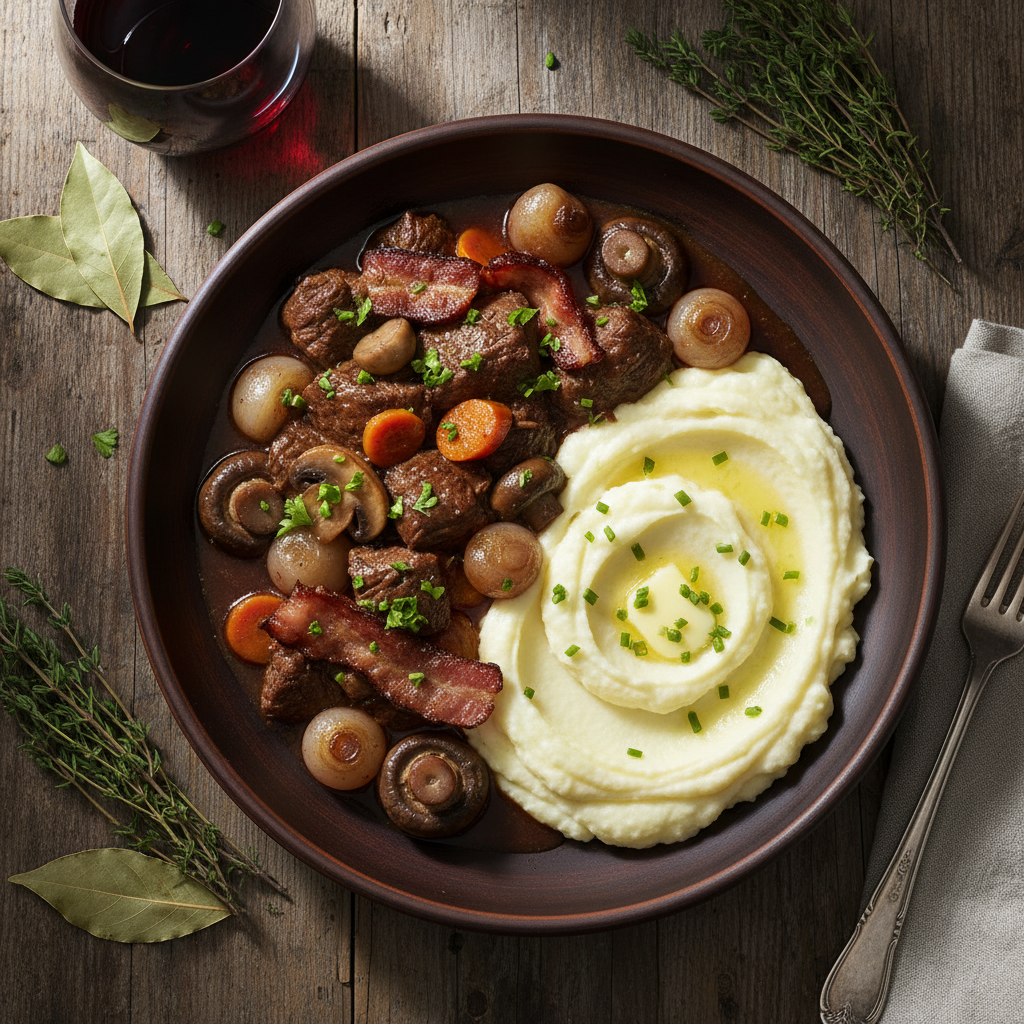Boeuf Bourguignon med Potatispuré