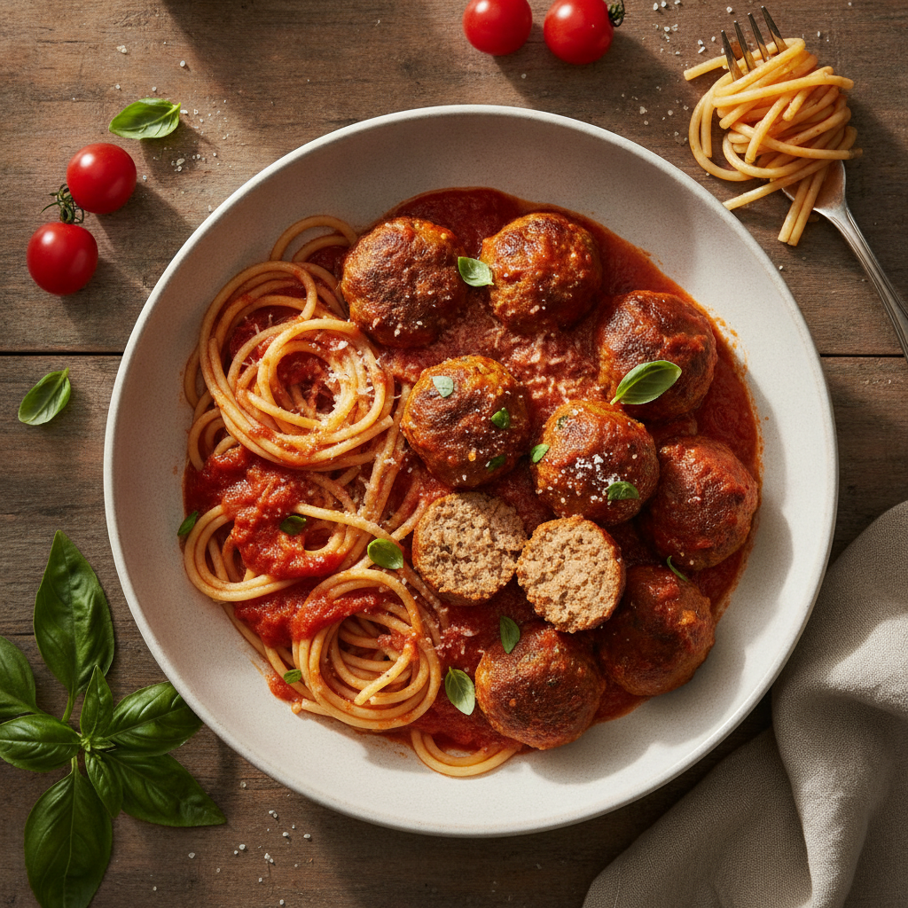 Köttbullar i Tomatsås med Spaghetti
