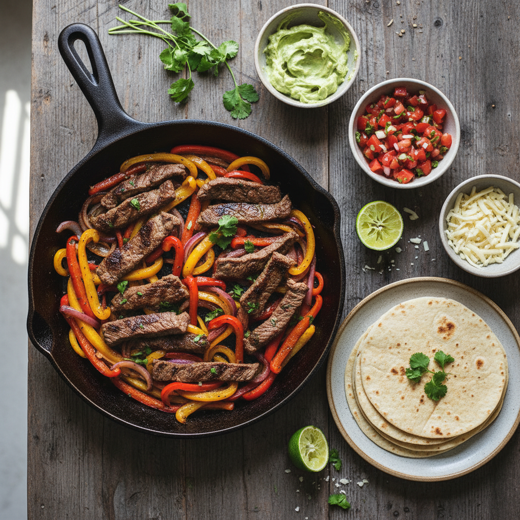 Mexikanska Biff Fajitas med Paprika och Lök