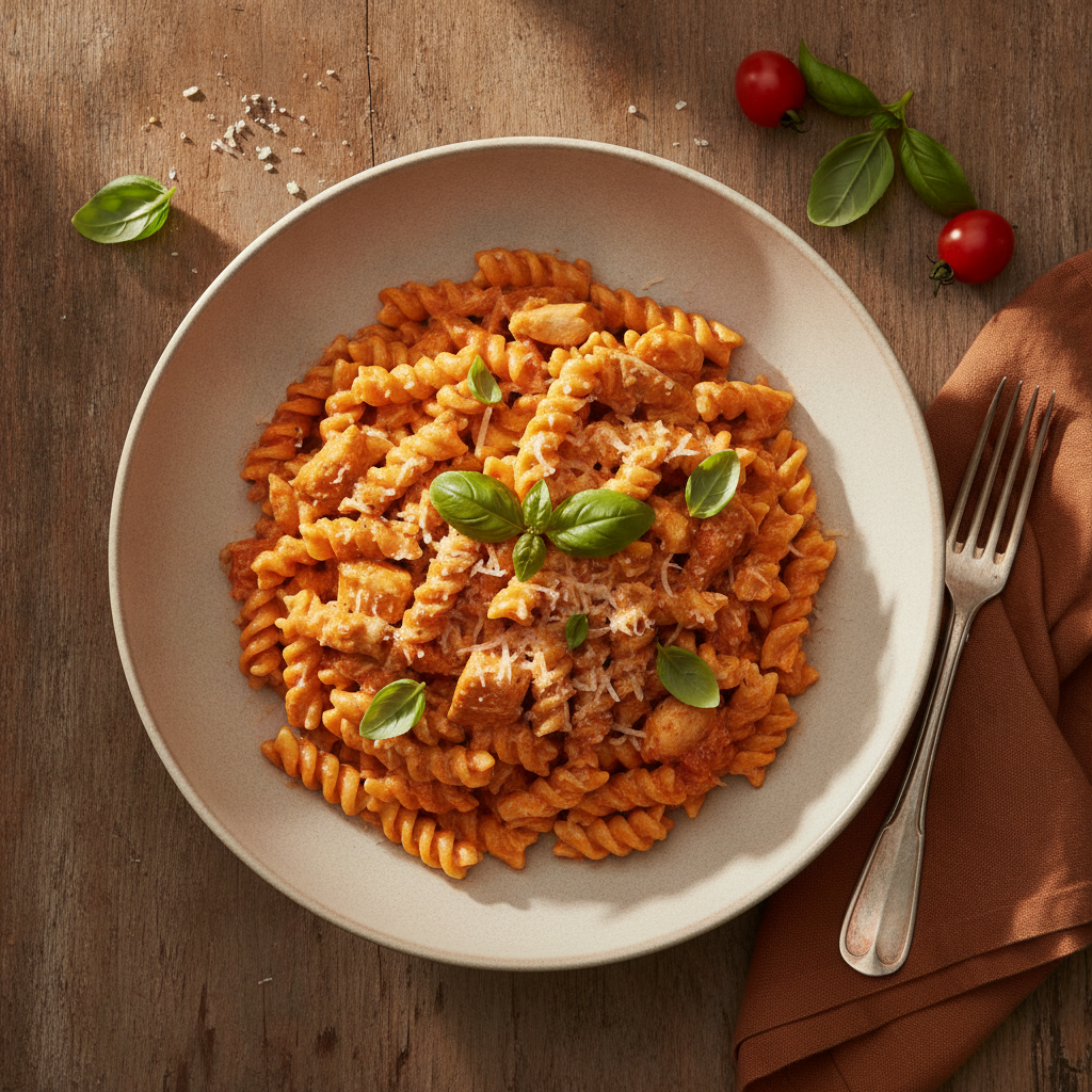 Krämig Kycklingpasta med Tomatsås
