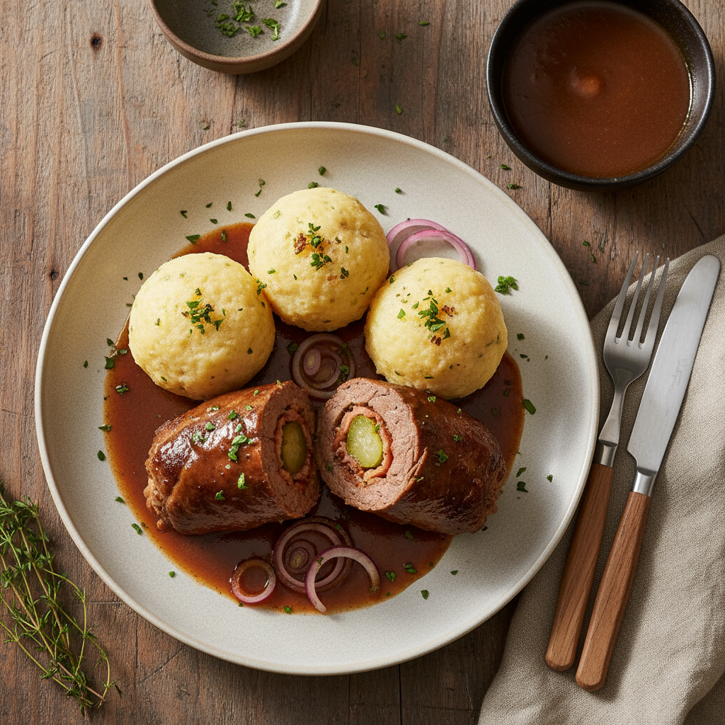Tyska Roulader med Knoedel och Brunsås