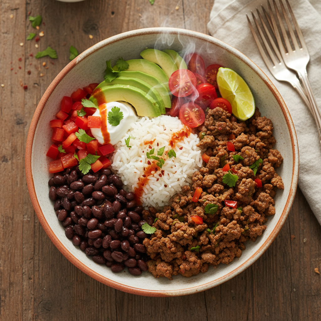 Matig Burrito Bowl med Nötfärs