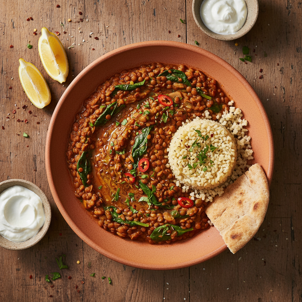 Mellanösterninspirerad Linsgryta med Bulgur