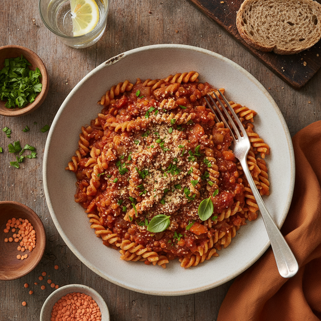 Linsbolognese med Fullkornspasta