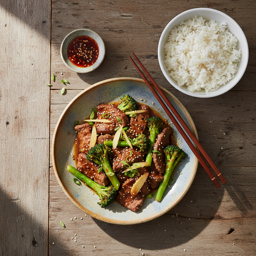 Biff med Broccoli och Ingefära