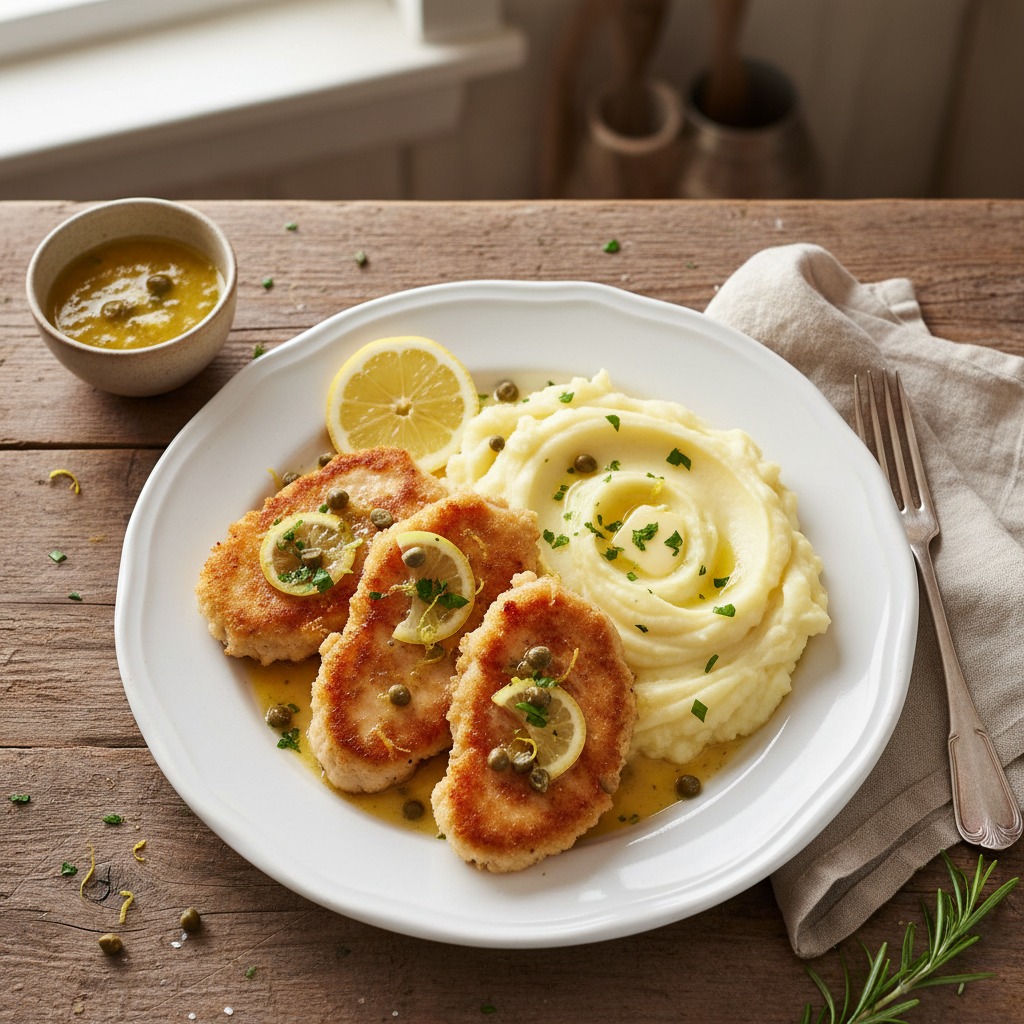 Kyckling Piccata med Potatispuré