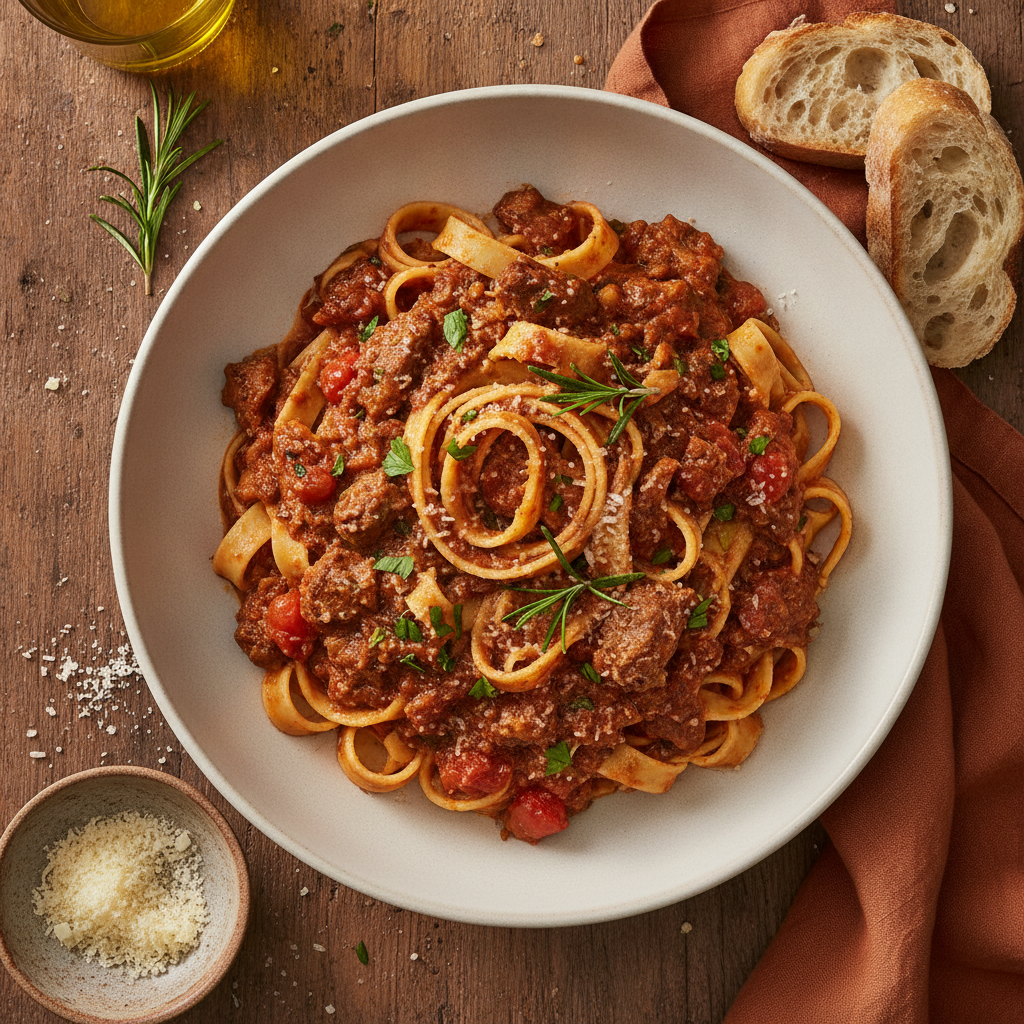 Pasta med Lammragu och Rosmarin