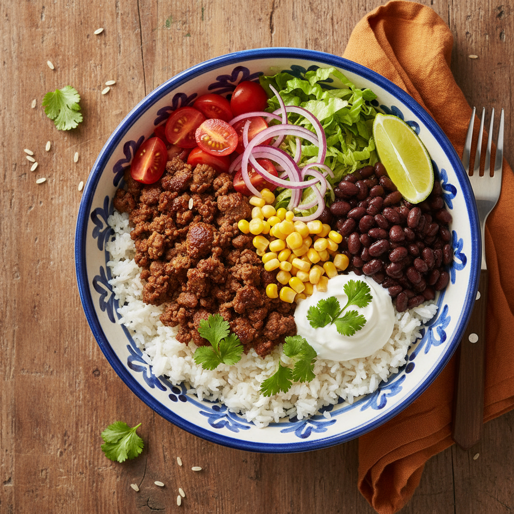 Mexikansk Nötfärs Burrito Bowl