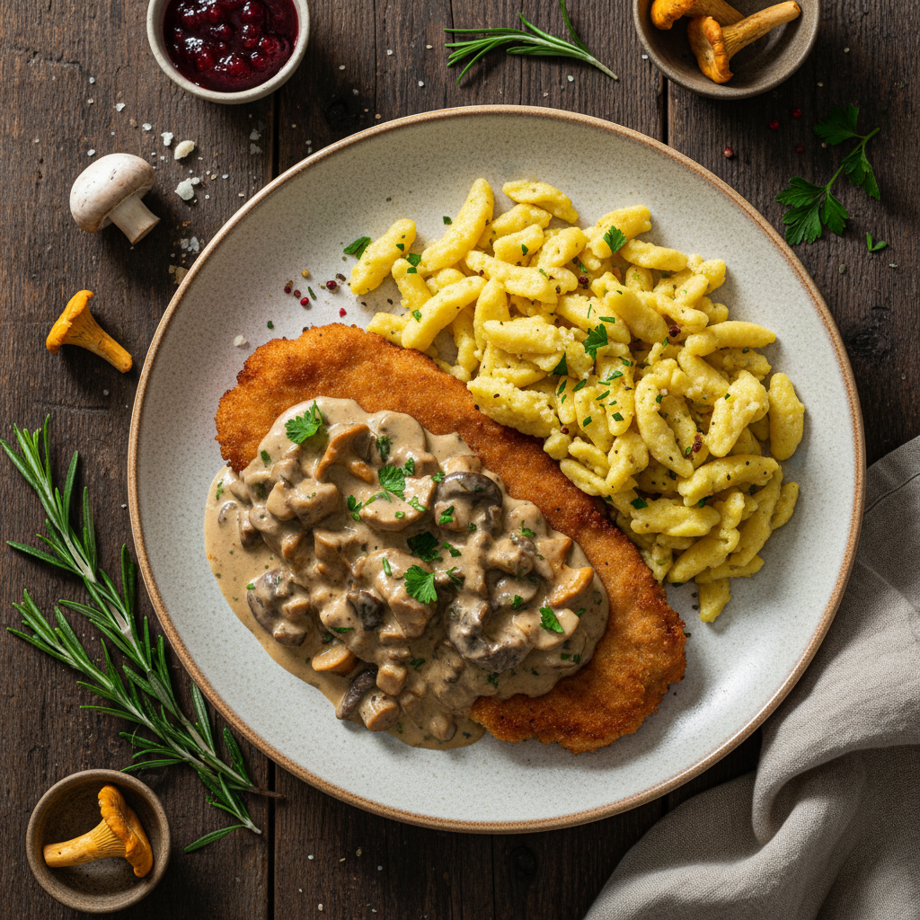 Jägerschnitzel med Spätzle