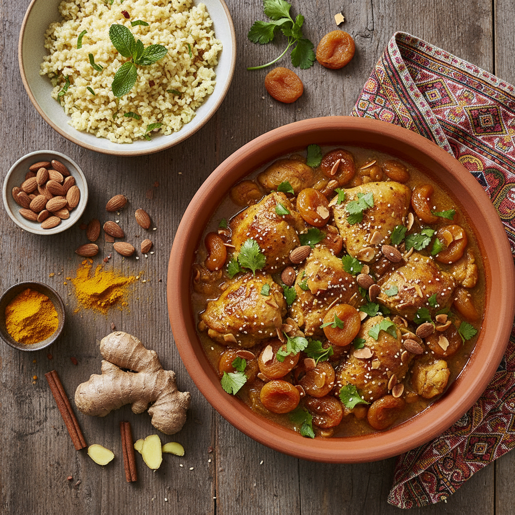 Nordafrikansk Kycklinggryta med Aprikoser och Bulgur