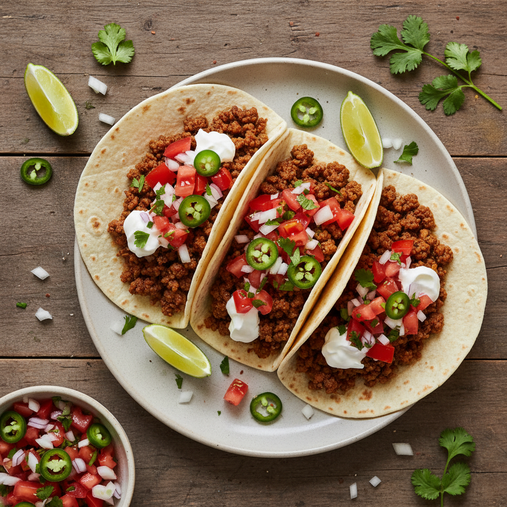 Köttfärstacos med Pico de Gallo och Gräddfil