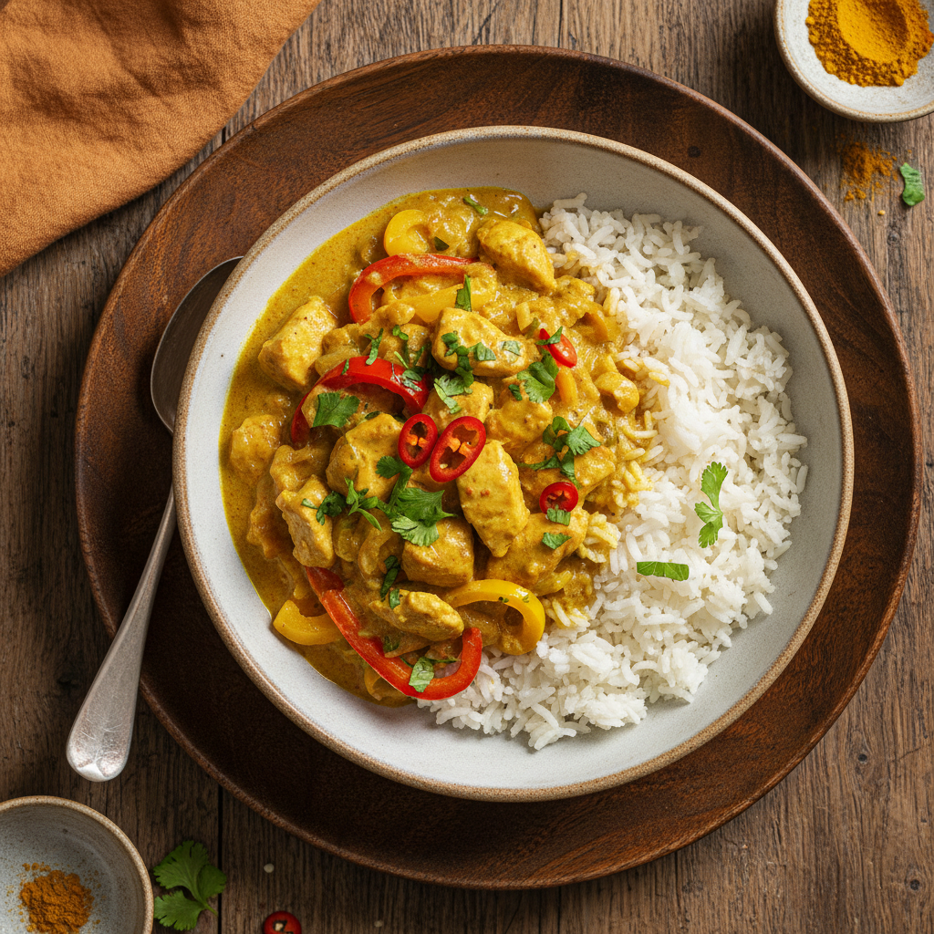 Kycklinggryta med curry och ris