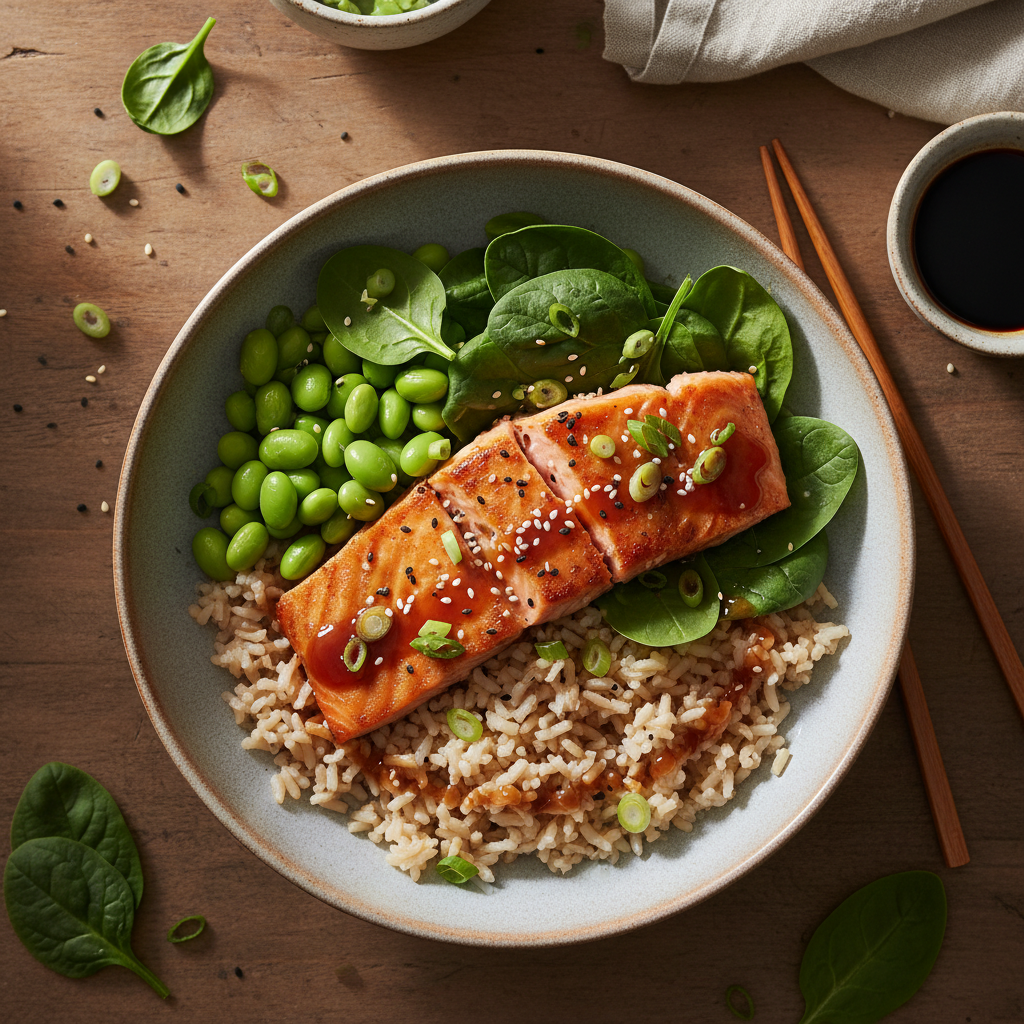 Snabb Teriyakilax Bowl med Edamame & Spenat