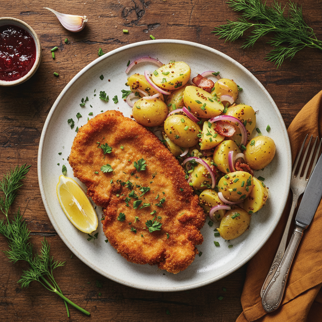 Tysk Fläskschnitzel med Varm Potatissallad