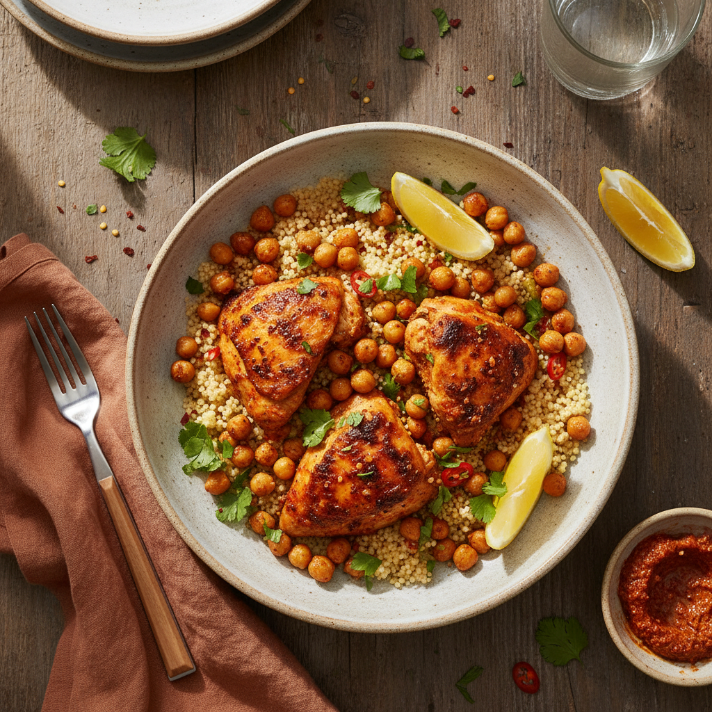 Harissakyckling med Kikärtor och Couscous