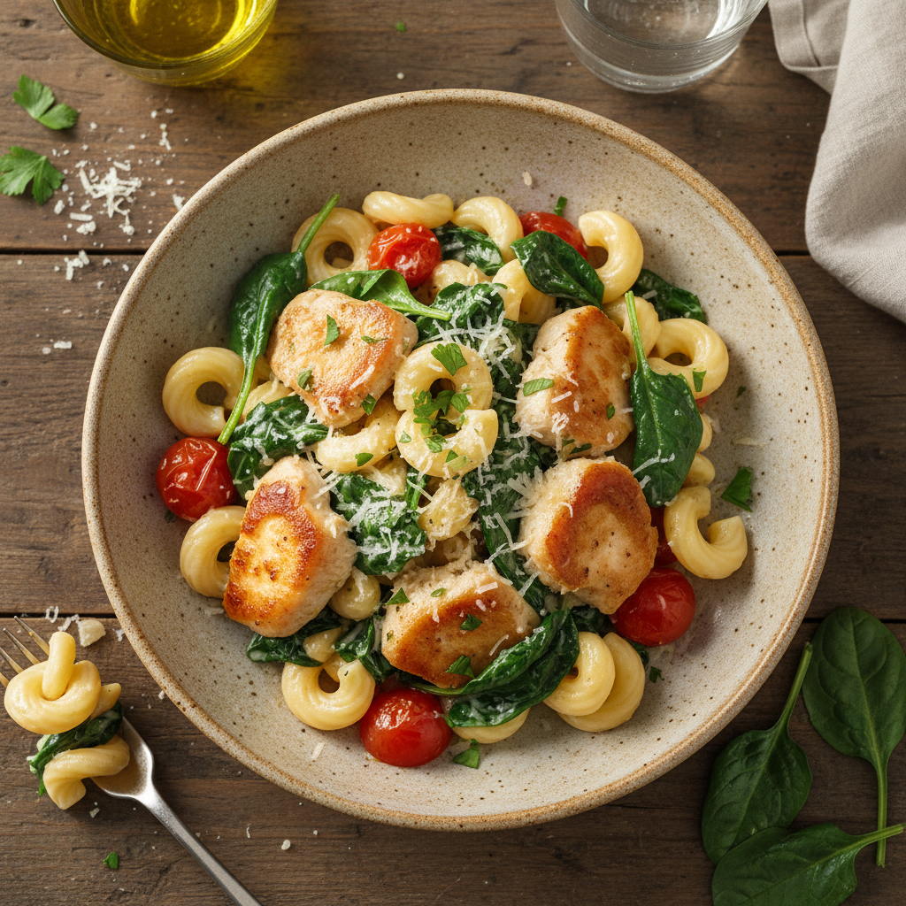 Krämig Kycklingpasta med Spenat