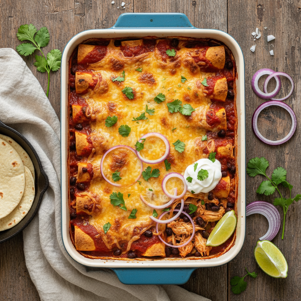 Enchiladas med kyckling och svarta bönor